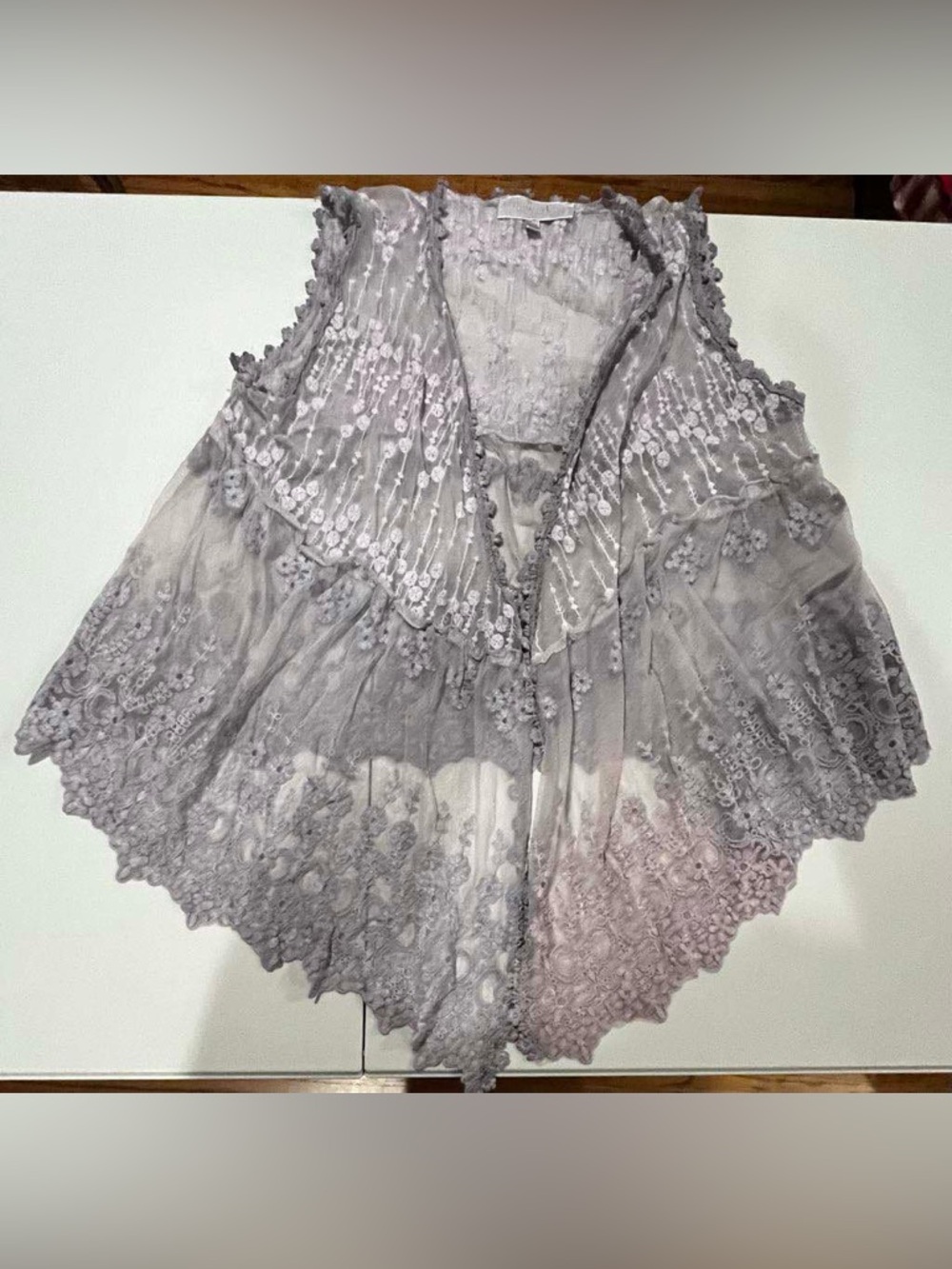 Pretty Angel Purple Lace Blouse See Through Cardigan Silk Blend Women’s Size S